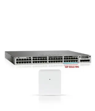 Cisco 3850 48 Port RJ45 ( 12Port RJ45 10G ) UPOE 🔥 Uplink 1G & Cisco Aironet AIR-AP4800-B-K9 Access Point