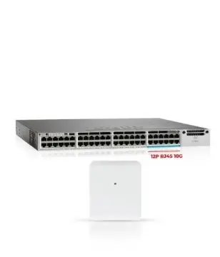 Cisco 3850 48 Port RJ45 ( 12Port RJ45 10G ) UPOE & Cisco Aironet AIR-AP4800-B-K9 Access Point