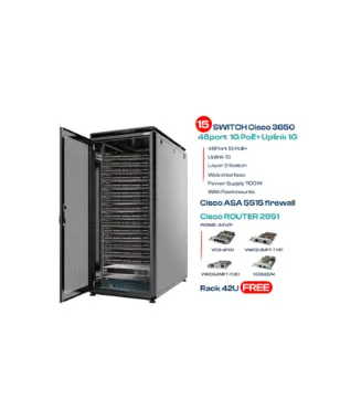 15 SWITCH CISCO 3650 48P POE+ & CISCO ROUTER 2951 & CISCO FIREWALL ASA 5515-X & ( RACK 42U FREE 🎁🎁 )