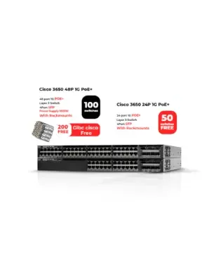 100 Switch Cisco 3650 48P 1G PoE+ + 50 Switch Cisco 3650 24P 1G PoE+ FREE + 200 Gbic Cisco FREE