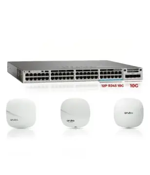 Cisco 3850 48 Port RJ45 ( 12Port RJ45 10G ) UPOE 🔥Uplink 10G & ( Aruba AP‑305 OR Aruba AP‑325 OR Aruba AP‑505 )